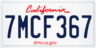 CA license plate 7MCF367