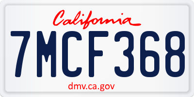 CA license plate 7MCF368