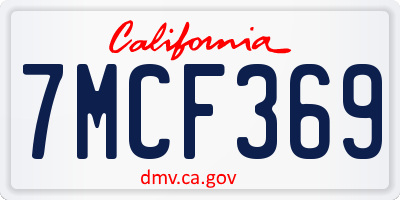 CA license plate 7MCF369