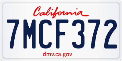 CA license plate 7MCF372