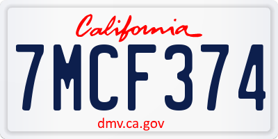 CA license plate 7MCF374