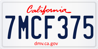 CA license plate 7MCF375