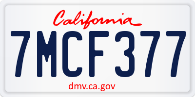 CA license plate 7MCF377