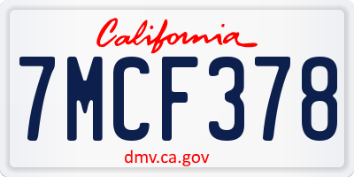 CA license plate 7MCF378