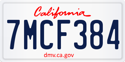 CA license plate 7MCF384