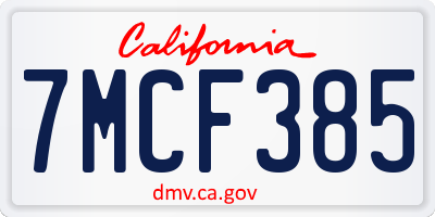 CA license plate 7MCF385