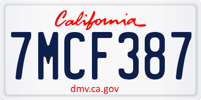 CA license plate 7MCF387