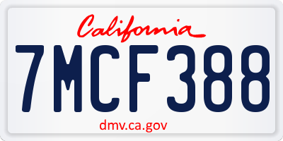 CA license plate 7MCF388
