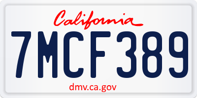 CA license plate 7MCF389