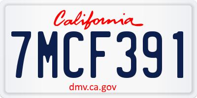 CA license plate 7MCF391