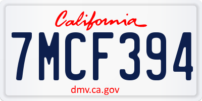 CA license plate 7MCF394