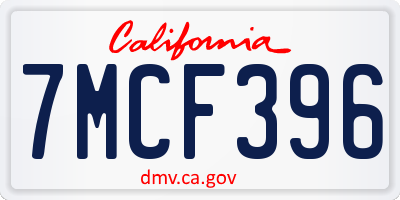CA license plate 7MCF396