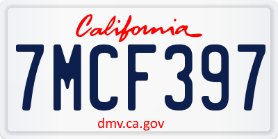 CA license plate 7MCF397