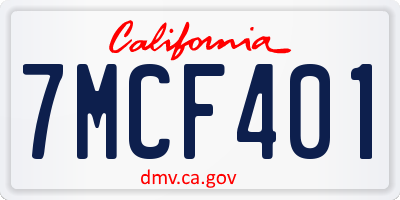 CA license plate 7MCF401