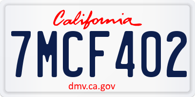 CA license plate 7MCF402