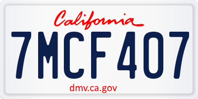 CA license plate 7MCF407
