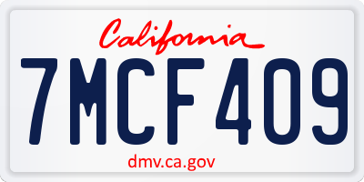 CA license plate 7MCF409