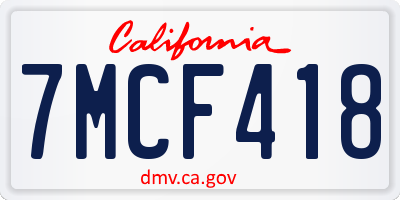 CA license plate 7MCF418