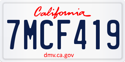 CA license plate 7MCF419
