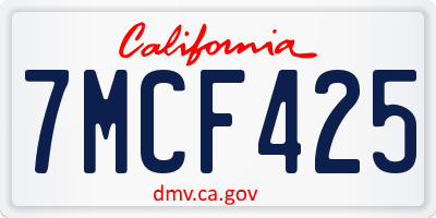 CA license plate 7MCF425