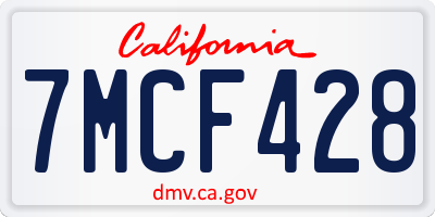CA license plate 7MCF428