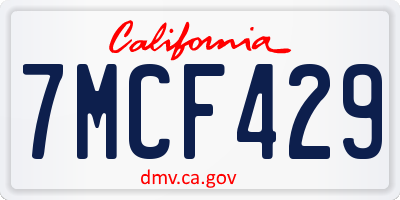 CA license plate 7MCF429