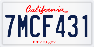 CA license plate 7MCF431