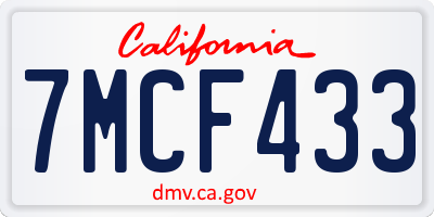 CA license plate 7MCF433