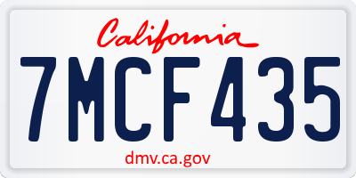 CA license plate 7MCF435