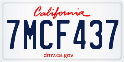 CA license plate 7MCF437