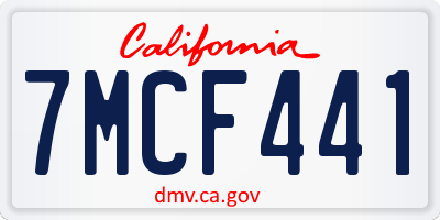 CA license plate 7MCF441