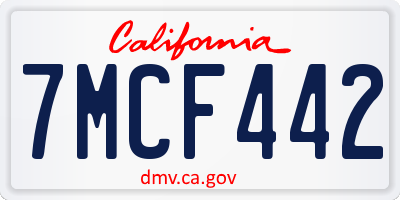 CA license plate 7MCF442