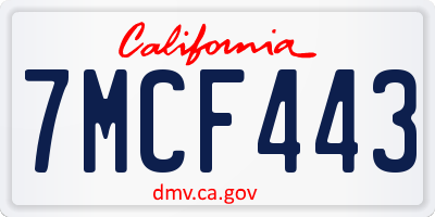 CA license plate 7MCF443