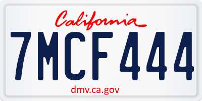 CA license plate 7MCF444