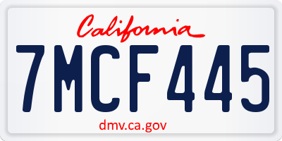CA license plate 7MCF445