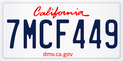 CA license plate 7MCF449