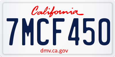 CA license plate 7MCF450