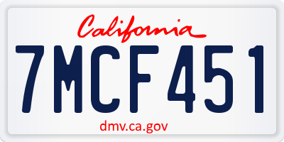 CA license plate 7MCF451