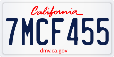 CA license plate 7MCF455