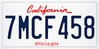 CA license plate 7MCF458