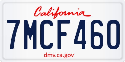 CA license plate 7MCF460