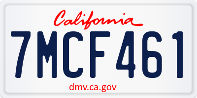 CA license plate 7MCF461