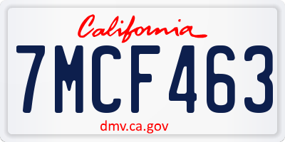 CA license plate 7MCF463