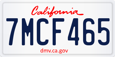 CA license plate 7MCF465
