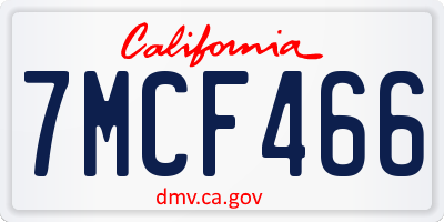 CA license plate 7MCF466