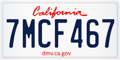 CA license plate 7MCF467