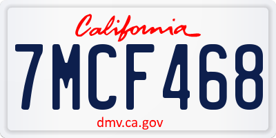 CA license plate 7MCF468