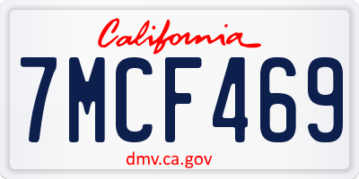 CA license plate 7MCF469