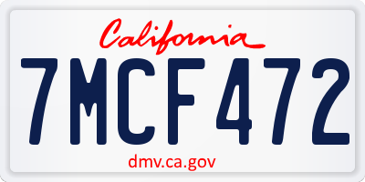 CA license plate 7MCF472