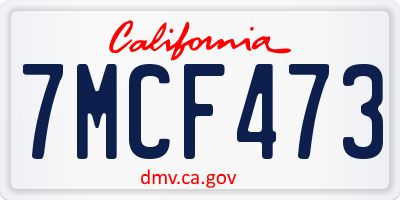 CA license plate 7MCF473